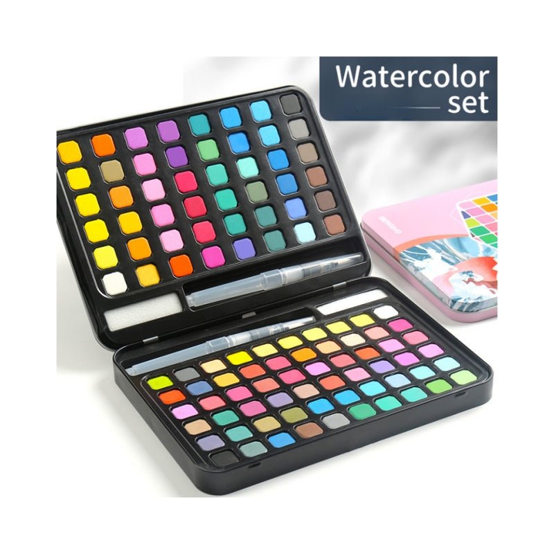 V922-AWD-D0911-PAISETMB-202508251145-00 Water paint colour set with brush metal case Portable 60 PCs Concentrated block - Blue - Image 1