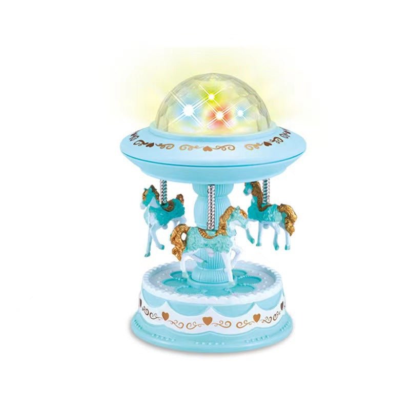 V922-AWD-E0101-MUSCARB-202508251220-00 Blue Music Box Musical Carousel Horse LED Carousel Toy Child Birthday Xmas Gift - Image 1