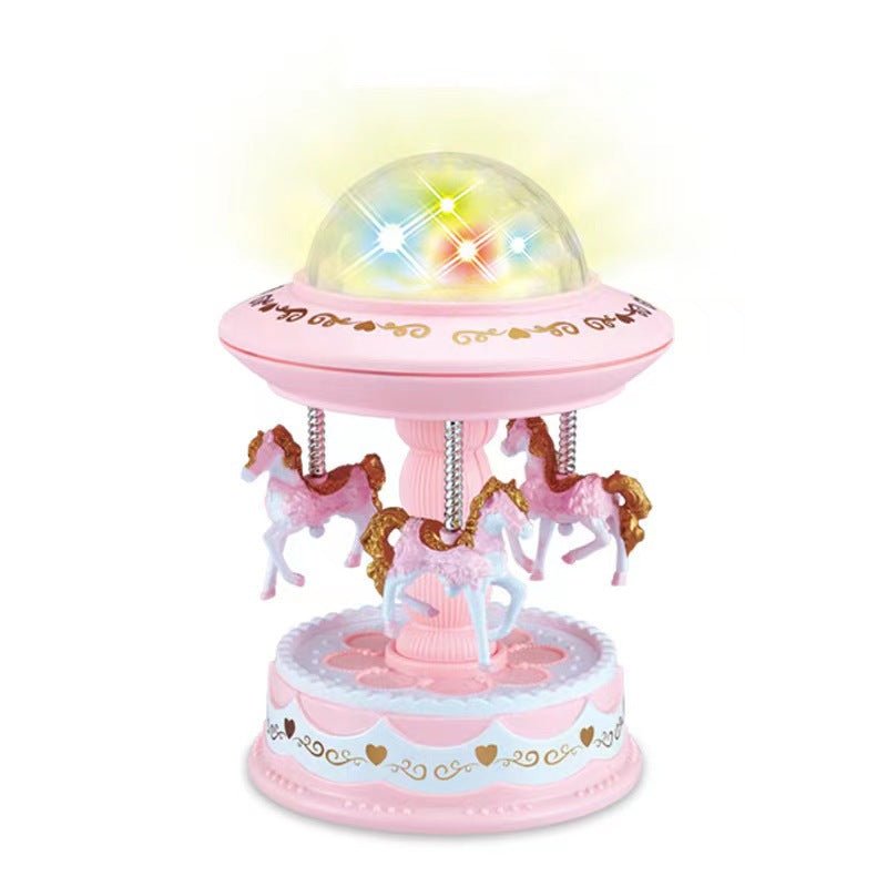 V922-AWD-E0101-MUSCARP-202508251220-00 Pink Music Box Musical Carousel Horse LED Carousel Toy Child Birthday Xmas Gift - Image 1