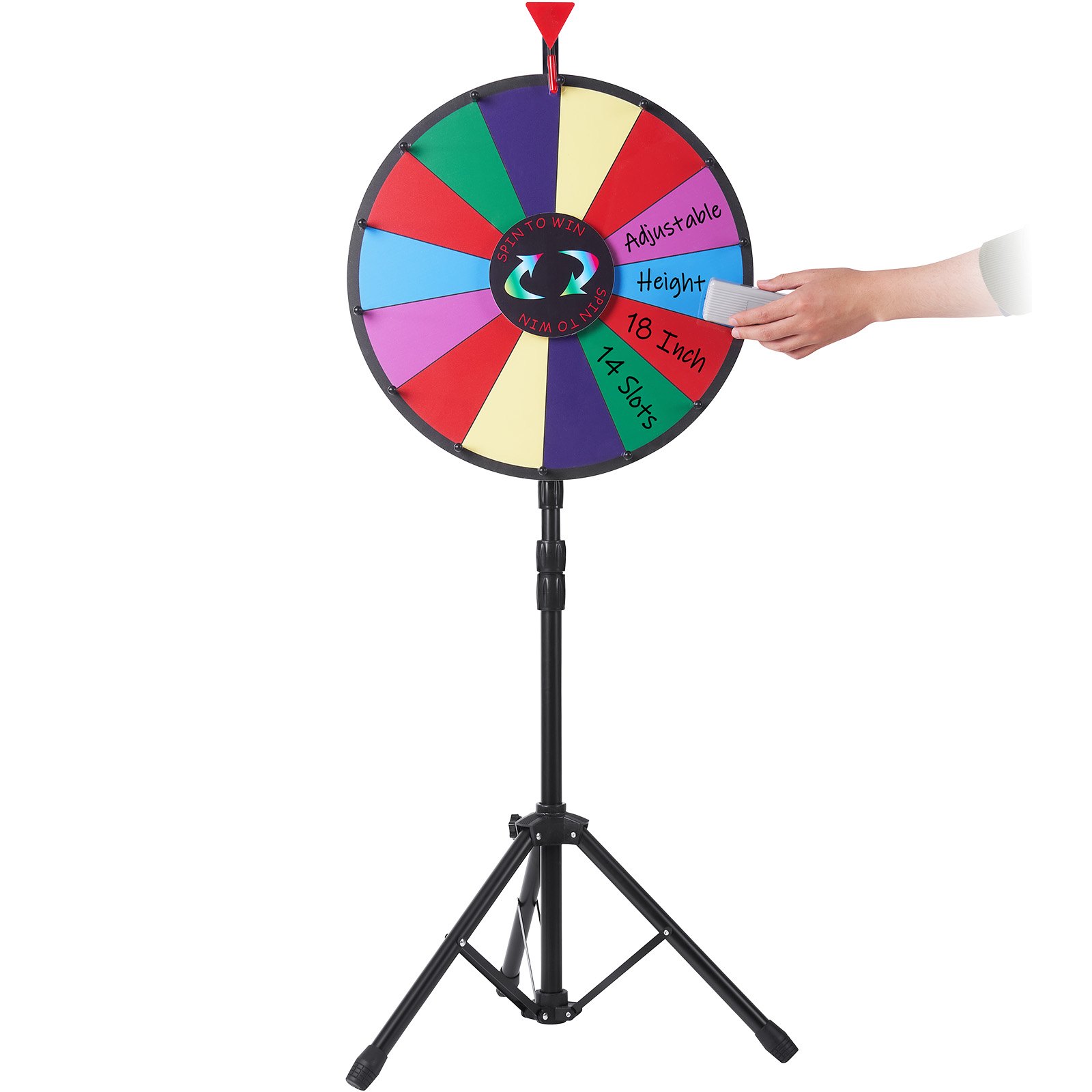 V952-18YCSJZCCSZL00001V0-202507141236-00 Vevor 18 Inch Tabletop Color Prize Wheel with Folding Tripod Floor Stand 14 Slots Dry Erase - Image 1