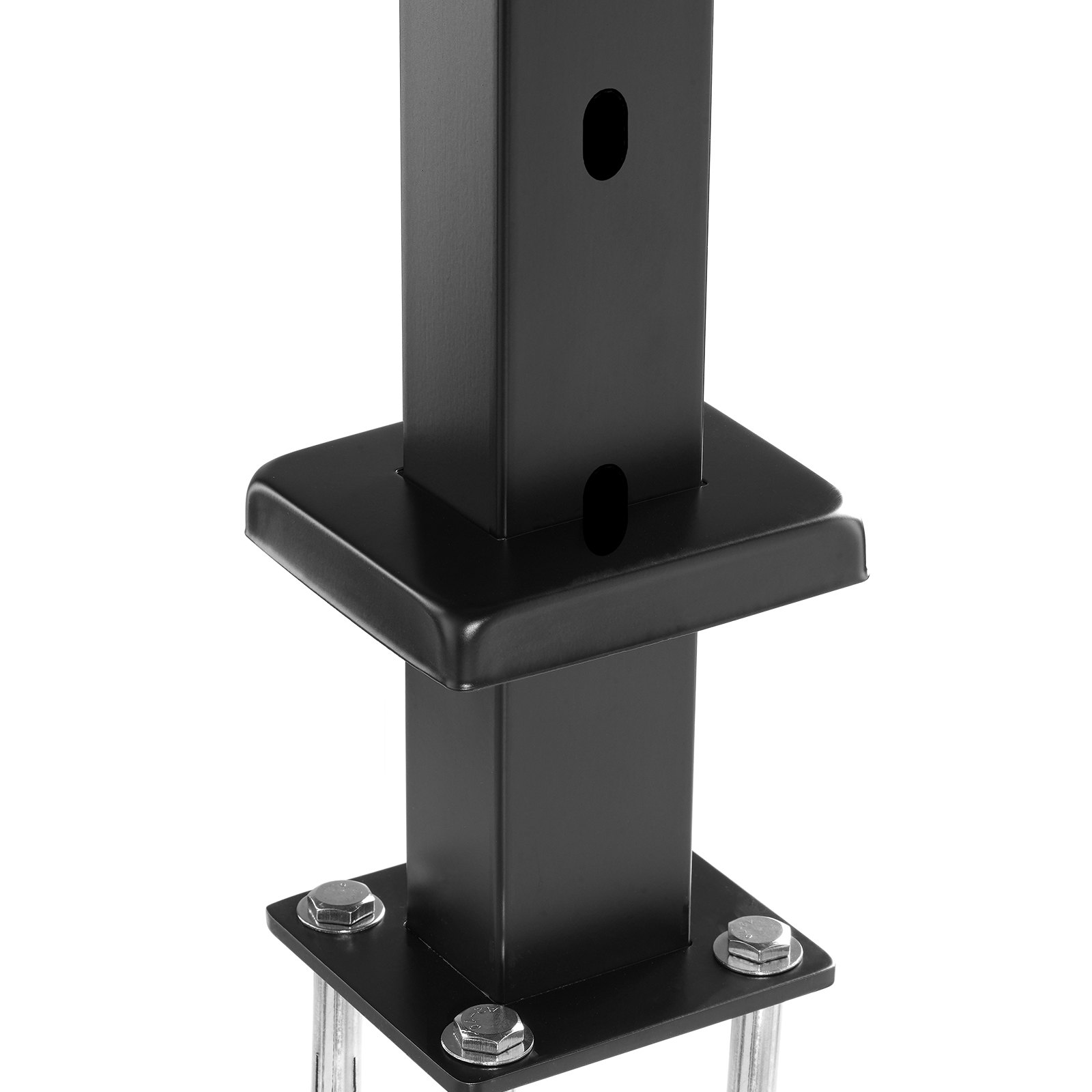 V952-1JZLGZHS1067HNEKBV0-202507141830-00 VEVOR Cable Railing Post, 42" x 1" x 2" Steel Angled Hole Stair Railing Post, 12 Pre-Drilled Holes, SUS304 Stainless Steel Cable Rail Post with Horizontal and Curved Bracket, 1-Pack, Black, 106.7*2.5*5 cm - Image 1