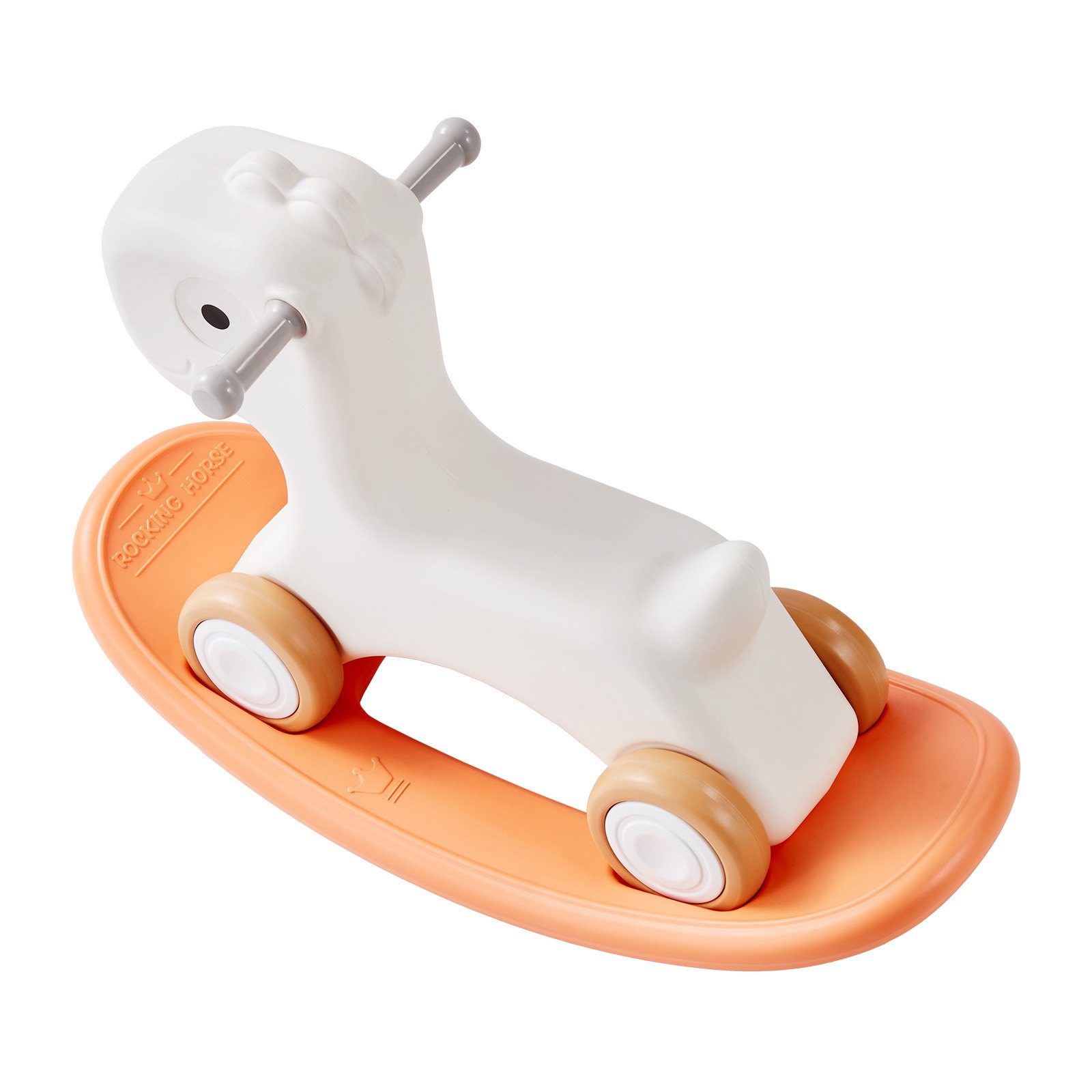 V952-ETYBMHSSLDGNRHG1RV0-202507141826-00 VEVOR 3 in 1 Rocking Horse for Toddlers 1-3 Years, Baby Rocking Horse with Detachable Balance Board and 4 Smooth Wheels, Support up to 80 lbs HDPE Material Kids Ride on Toy, Swinging, Orange - Image 1