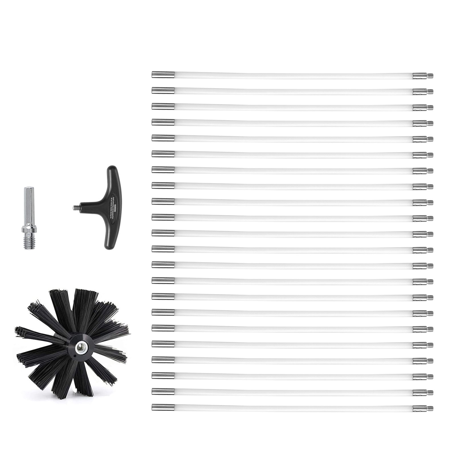 V952-GDQJS30YC2PC8WRVQV0-202507141322-00 VEVOR 914.4CM Dryer Vent Cleaner Kit, 22 Pieces Duct Cleaning Brush, Reinforced Nylon Dryer Vent Brush, Dryer Cleaning Tools Lint Remover with Flexible Lint Trap Brush, Clamp Connectors - Image 1