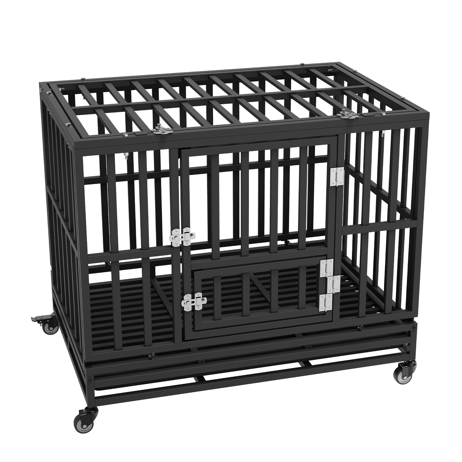 V952-GLSYSDXPF3742TS8BV0-202507141355-00 VEVOR Heavy Duty Dog Crate 38 in Metal Dog Kennel with Wheels and Removable Tray - Image 1