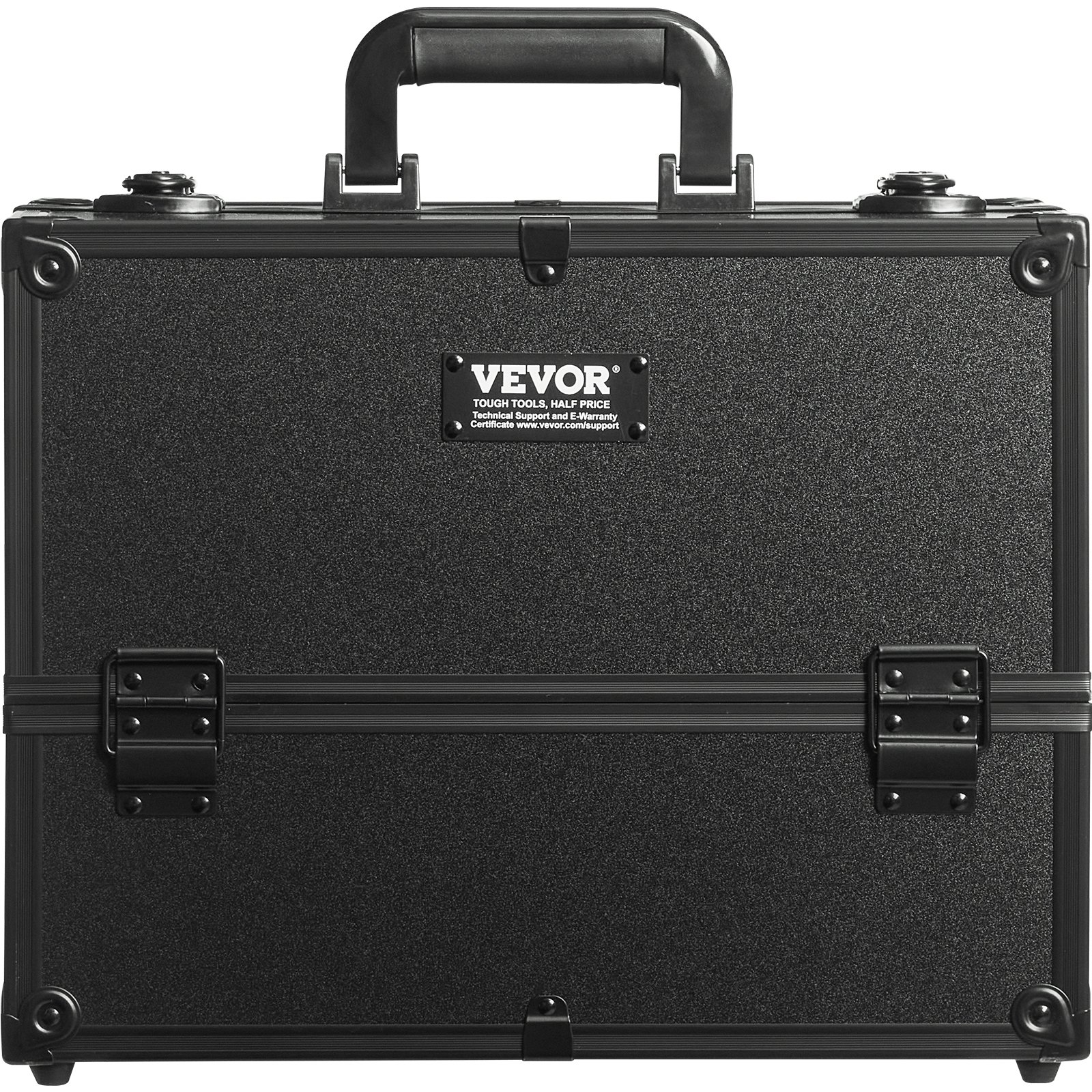 V952-HZXXSTSZKS00Z8N9WV0-202508012233-00 VEVOR Makeup Train Case 370MM Large Portable Cosmetic Case, 6 Tier Trays Professional Makeup Storage Organizer Box Make Up Carrier with Handle And Strap Travel Case for Women and Girls - Black - Image 1