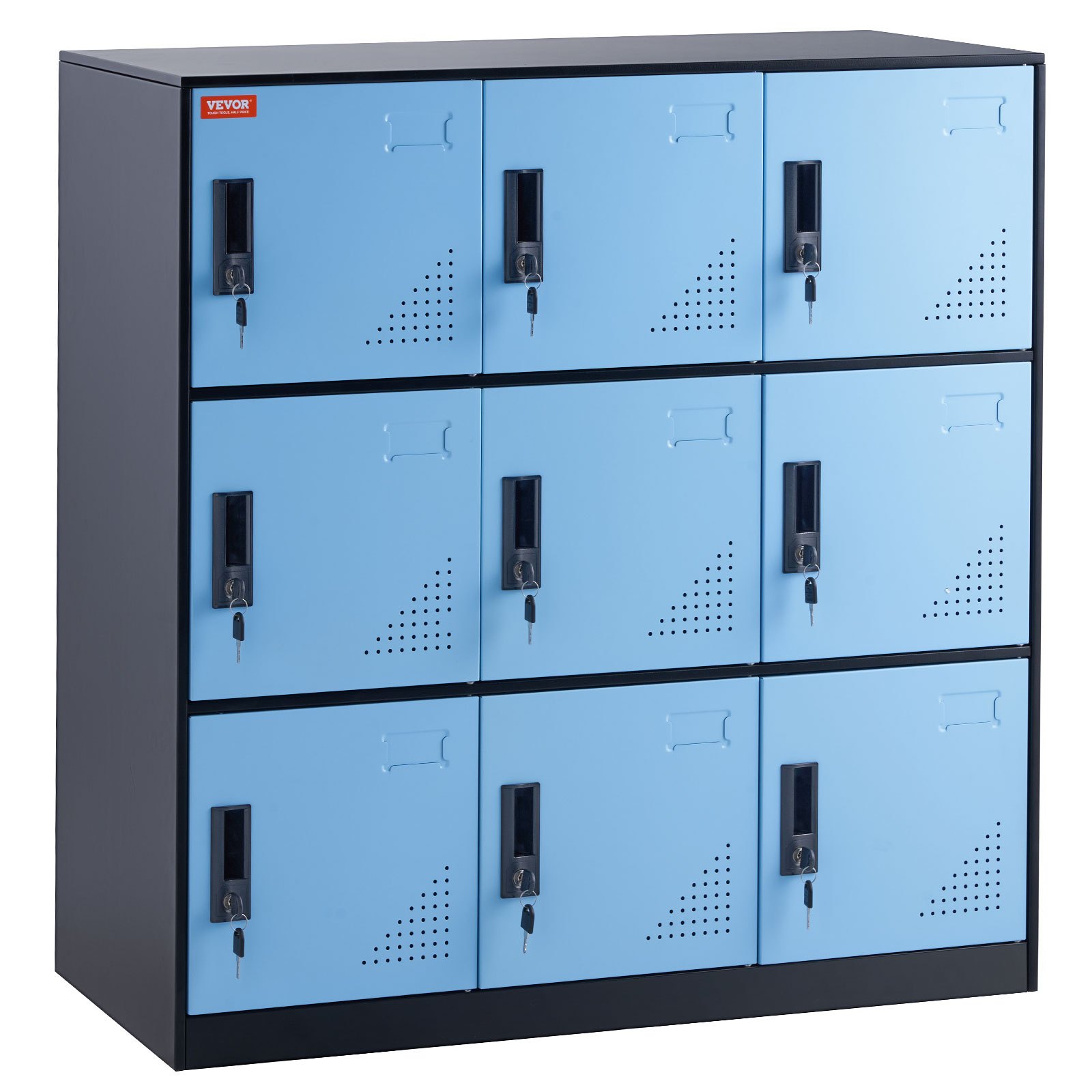 V952-JCJHSLMY331807L53V0-202507141454-00 VEVOR 9 Doors Metal Storage Cabinet Employees Steel Storage Cabinet Office Black - Image 1