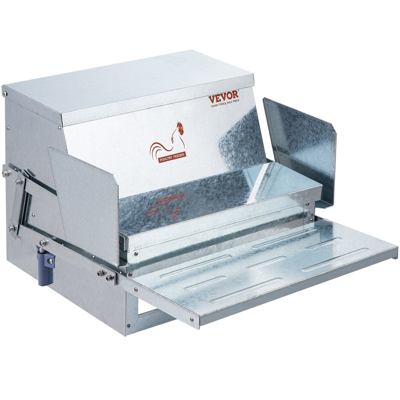 V952-JQWLQ25LBS00D0C1ZV0-202508012025-00 VEVOR Automatic Chicken Feeder Galvanized Steel Poultry Feeder 25 lb 10 Chickens - Image 1