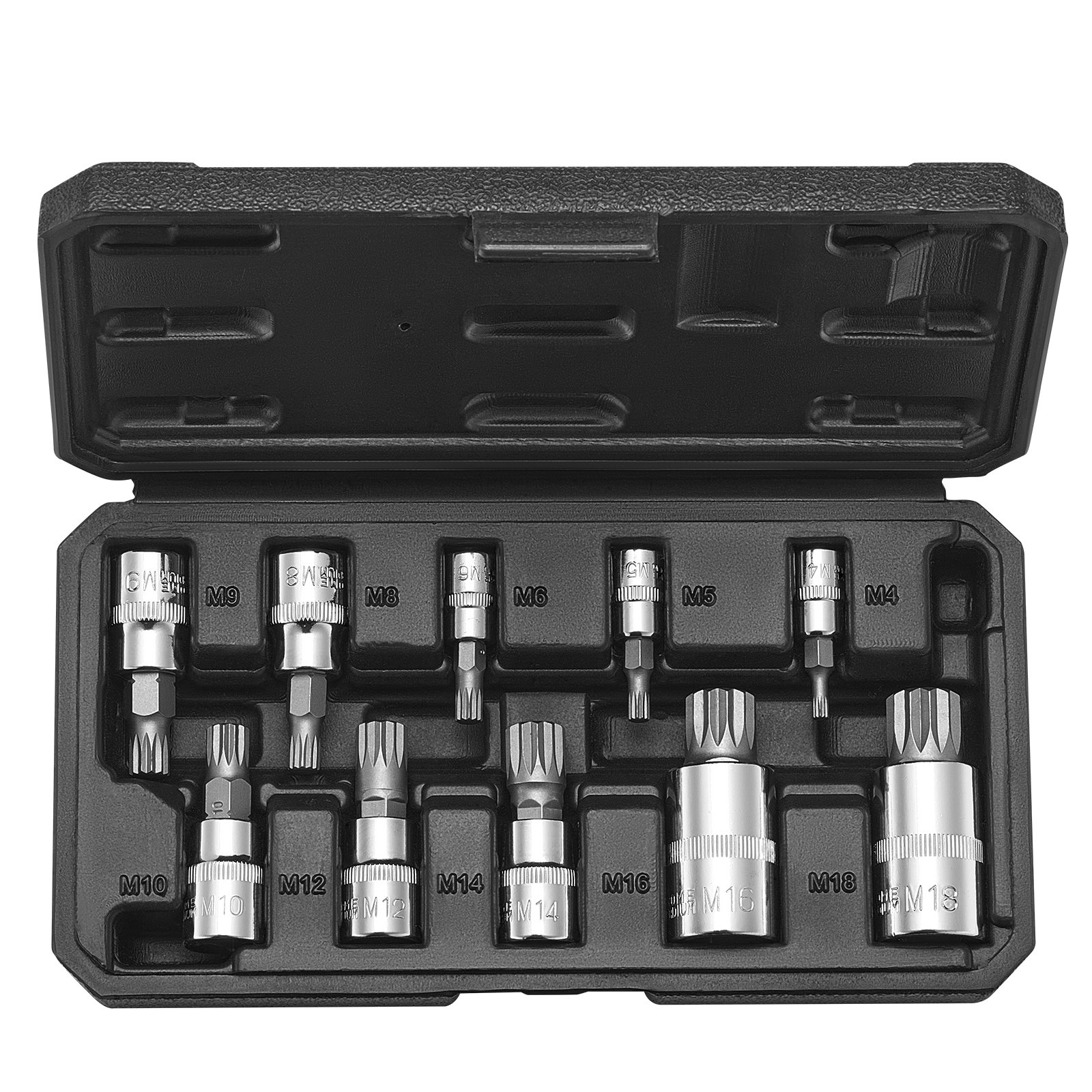 V952-PTTT143812XZUOMMXV0-202508020041-00 XZN Triple Square Spline Bit Socket Set 10-Piece M4-M18 Cr-V Steel Storage Case - Image 1