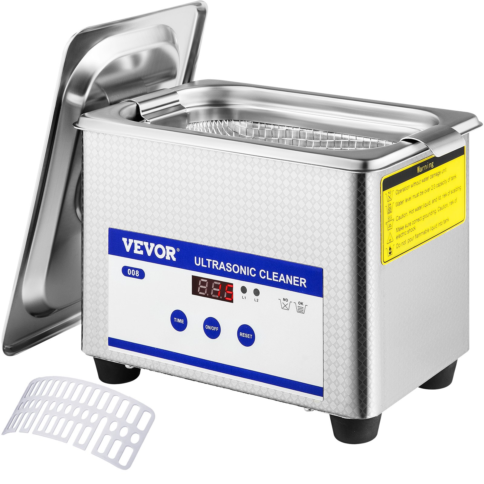 V952-QXJ08LCSB0000001V3-202508020021-00 VEVOR 0.8L Professional Ultrasonic Cleaner 304 Stainless Steel Digital Lab Ultrasonic Cleaner with Timer for Jewelry Watch Glasses Circuit Board Dentures Small Parts Dental Instrument (0.8L) - Image 1
