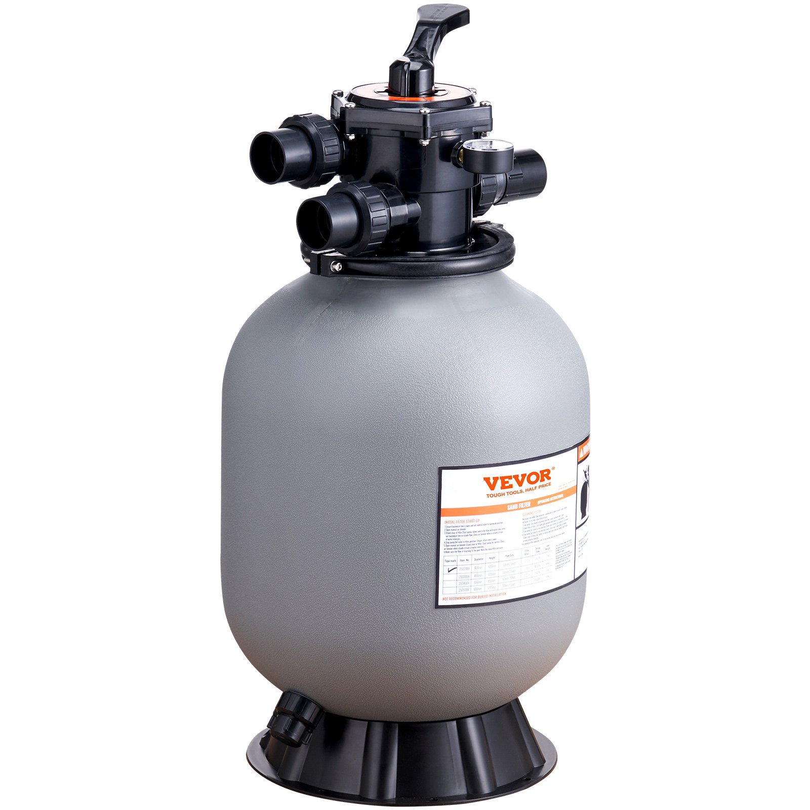V952-SLQYC1635GPM7QADPV0-202508011653-00 VEVOR Sand Filter, 16-inch, 406.4mm, Up to 35 GPM Flow Rate, Above Inground Swimming Pool Sand Filter System with 7-Way Multi-Port Valve, Filter, Backwash, Rinse, Recirculate, Waste, Winter, Closed Functions - Image 1