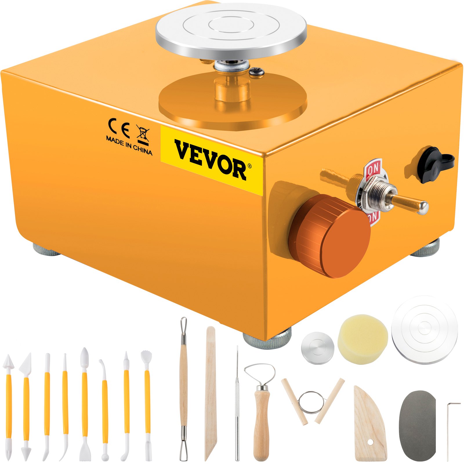 V952-XTXTYLP22220V33F0V3-202507141354-00 VEVOR Mini Pottery Wheel, 30W 0-2000 RPM Ceramic Wheel, Adjustable Speed DIY Clay Machines, Electric Sculpting Kits with 3 Turntables Trays and 16pcs Tools for Art Craft Work Molding Gift and Home DIY - Image 1