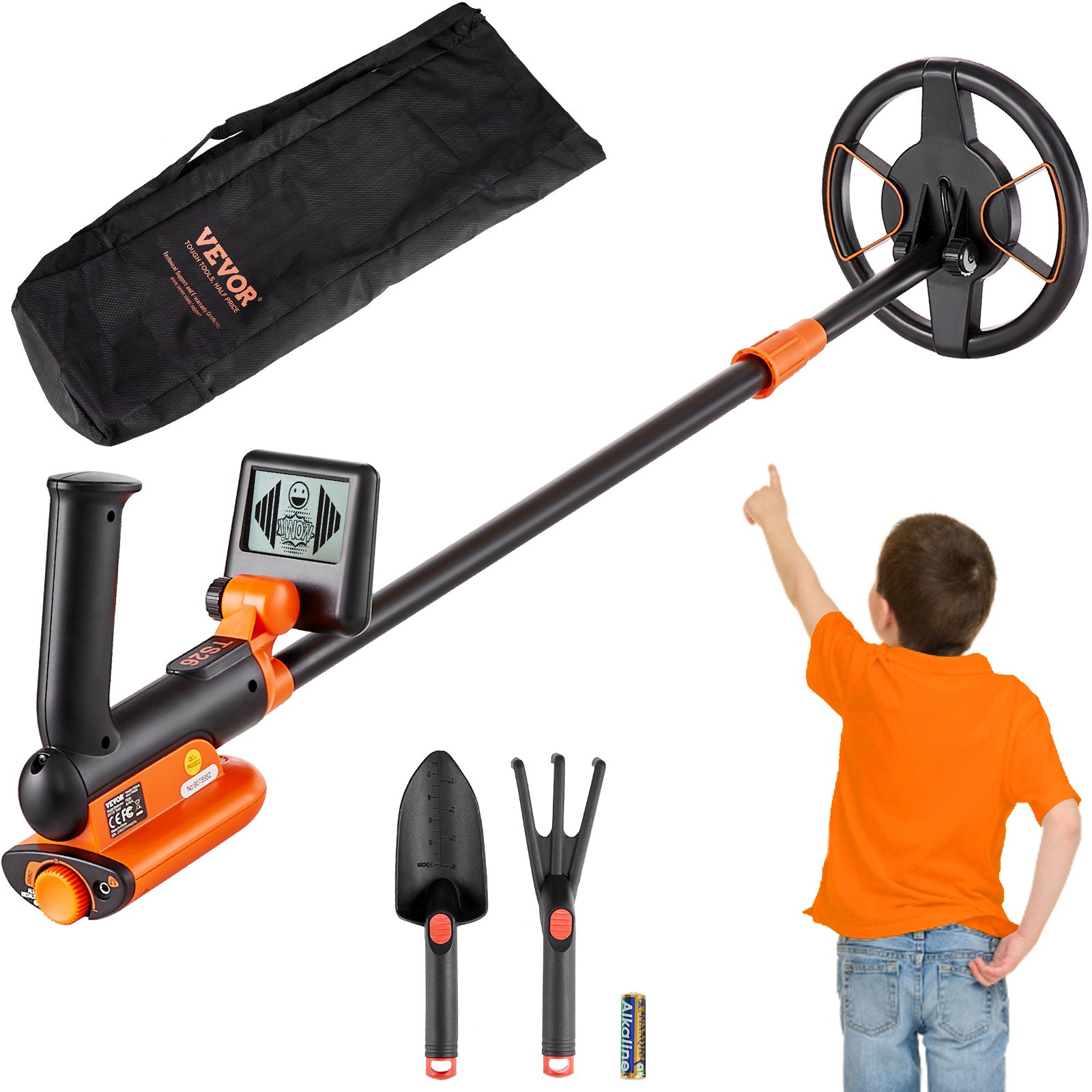 V952-YJSJSTCQYC62692CKV0-202508020015-00 VEVOR Metal Detector for Kids, 150mm, Waterproof Search Coil with LCD Display, Adjustable 660.4-914.4 mm Gold Detector, Lightweight Carbon Fiber Stem for Junior & Youth Detecting Gold Coin Treasure - Image 1