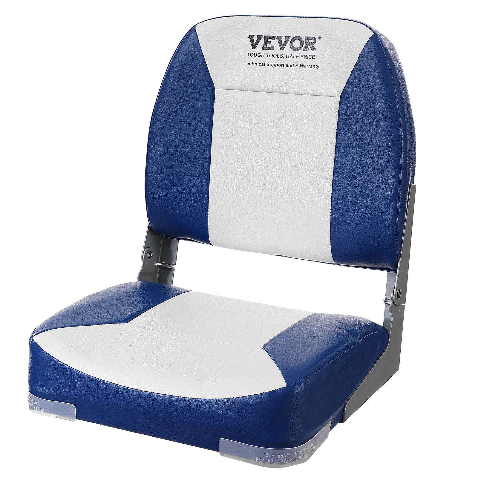 V952-ZDCZYDKB1J008NUH0V0-202508012011-00 VEVOR Boat Seat, 480 mm Low Back Boat Seat, Folding Boat Chair with Thickened Sponge Padding and Hinge, Fold-Down Boat Captain Chair for Fishing Boat, Sightseeing Boat, Speedboat, Canoe, 1-Piece - Image 1