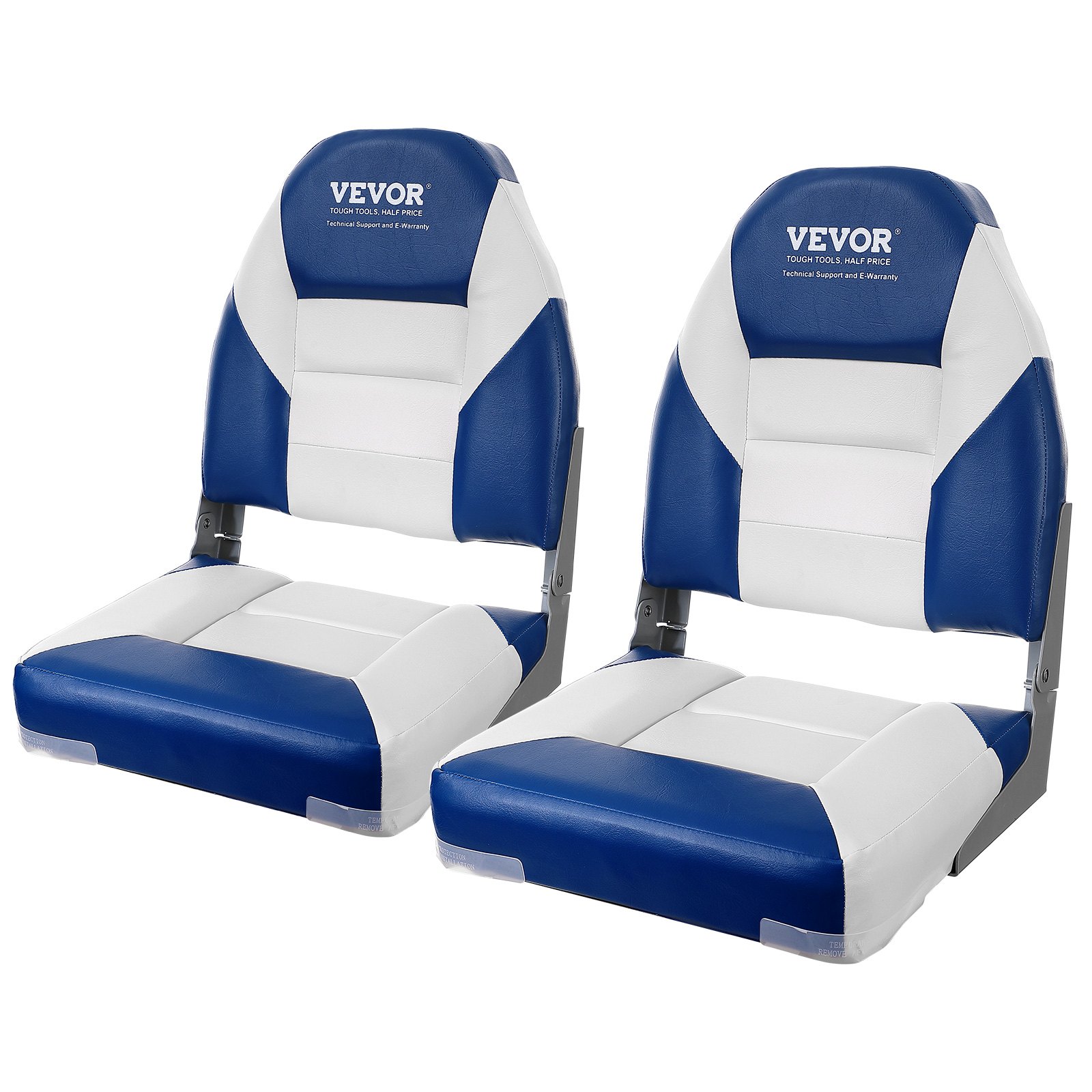 V952-ZDCZYGKB2J00F5L1EV0-202508011621-00 VEVOR Boat Seats, 555 mm High Back Boat Seat, Folding Boat Chair with Thickened Sponge Padding and Hinge, Fold-Down Boat Captain Chairs for Fishing Boat, Sightseeing Boat, Speedboat, Canoe, 2-Pack - Image 1