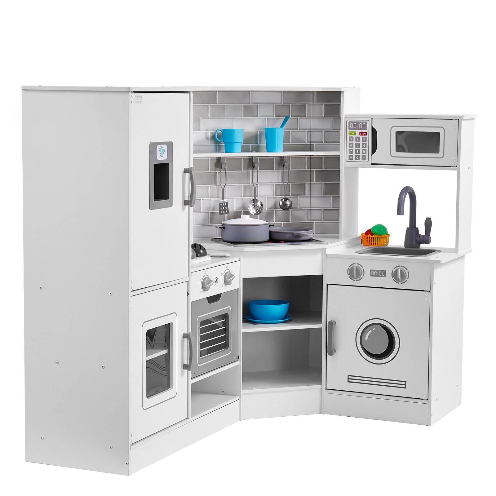 V952-ZTCFWJTZBSZJNRNQAV9-202508011227-00 VEVOR Kitchen Playset Kids Pretend Cooking Play Toy 24 Piece Accessories White - Image 1