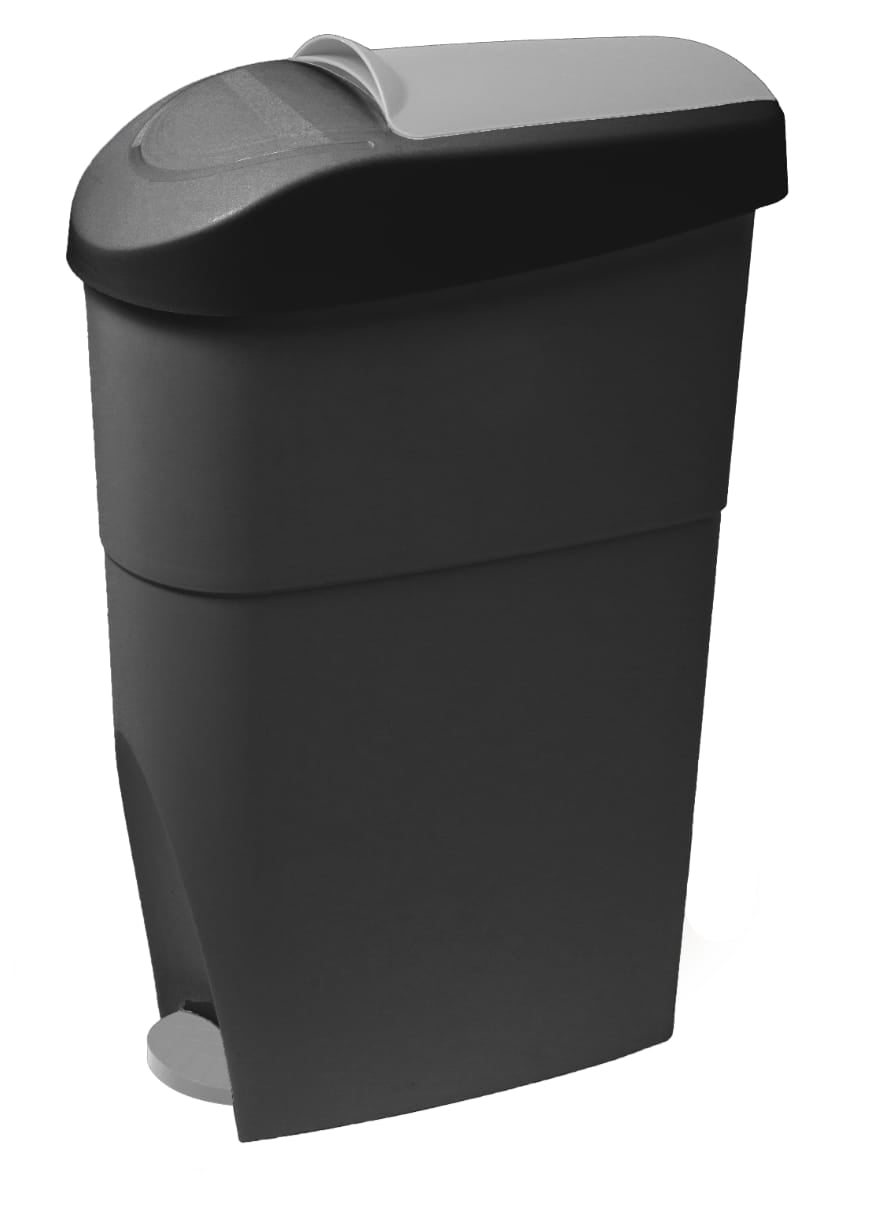 V959-DWBN0084-B-202507050215-00 Sanitary Bin with Paddle Black and Gray - 18L - Image 1