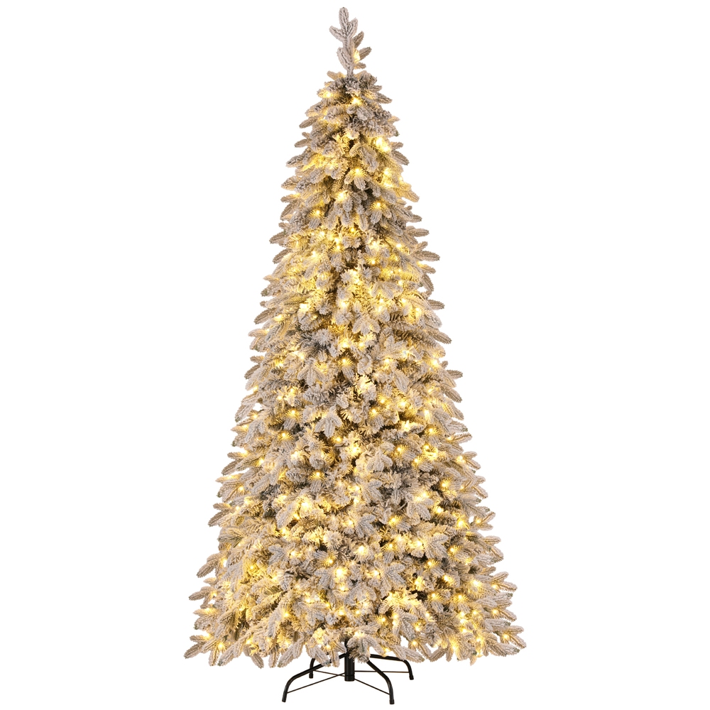 XM-TR-PENCIL-7FT-LED-202508061628-00 Jingle Jollys Christmas Tree 2.1m Flocking Pencil Tree LED Xmas 860 Tips White - Image 1