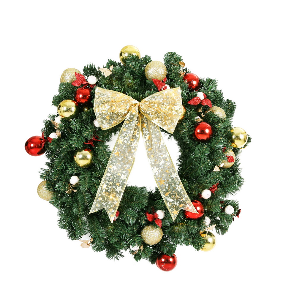 XM-TR-WRE-ORNAMENTS-2FT-LED-202509111804-00 Jingle Jollys Christmas Wreath 60CM LED Garland Berries Bow Baubles Xmas Decor - Image 1